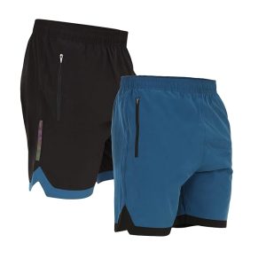 NINQ Mens 2 Pack Polyester Yoga Short Men Summer Running Gym Sports Shorts with Pockets Shorts for Men