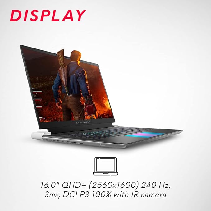 Dell Alienware x16 Gaming Laptop, Intel Core i9 13900HK Processor/32GB/2TB SSD/NVIDIA RTX 4090 16GB GDDR6/ 16"(40.64cm) QHD+ 240Hz, 3ms, DCI-P3 100%/Win 11+MSO'21+McAfee 15 Month/Lunar Silver/2.72kg - Image 6