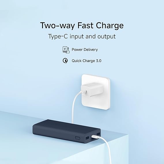 Xiaomi Power Bank 4i 20000mAh 33W Super Fast Charging PD | Power Delivery | QC 3.0|Type C Input & Output |Triple Output Ports|Blue|Supports Android,Apple, Tablets, Earbuds, Watches etc (MI) - Image 2
