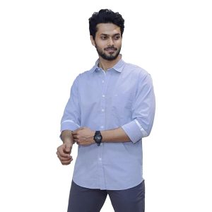 GRAY/ BLAC Men's Casual Cotton Shirt | Slim Fit, Stylish Collar, Blue Color | Available in S to XL | Perfect for Office, Outings & Special Events