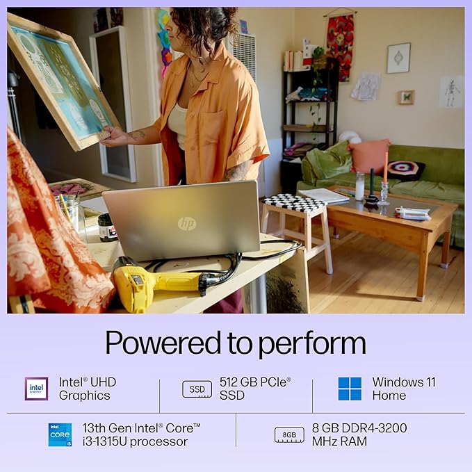 HP 15, 13th Gen Intel Core i3-1315U, 8GB DDR4, 512GB SSD, (Win 11, Office 21, Grey, 1.59kg), Anti-Glare, Micro-Edge,15.6-inch(39.6cm), FHD Laptop, Intel UHD Graphics, 1080p FHD Camera, fd0006TU - Image 5