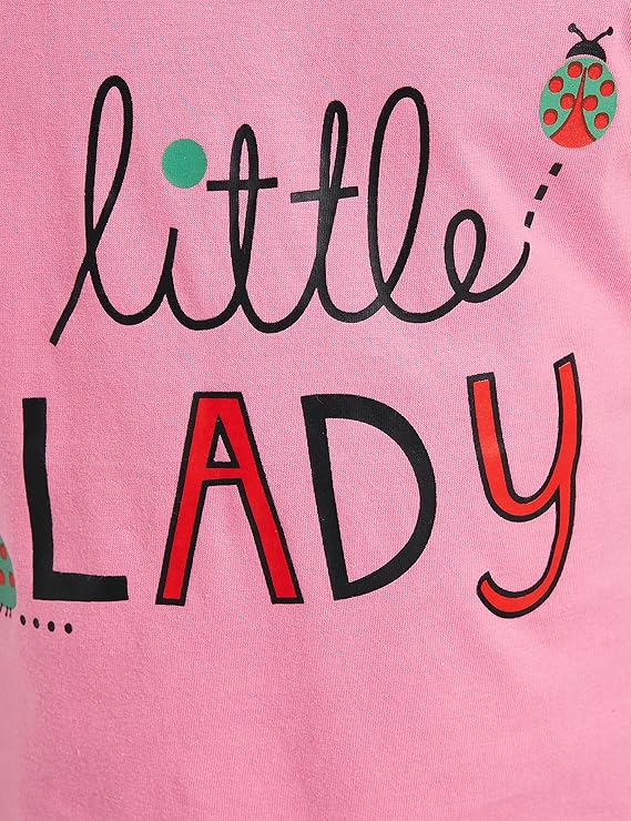 T2F Girls Cotton Printed Regular Fit T-Shirt (Pack of 5) - Image 3