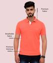 Men Solid Polo Neck Cotton Blend (220 gsm) Orange T-Shirt - Image 6