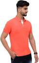 Men Solid Polo Neck Cotton Blend (220 gsm) Orange T-Shirt - Image 4
